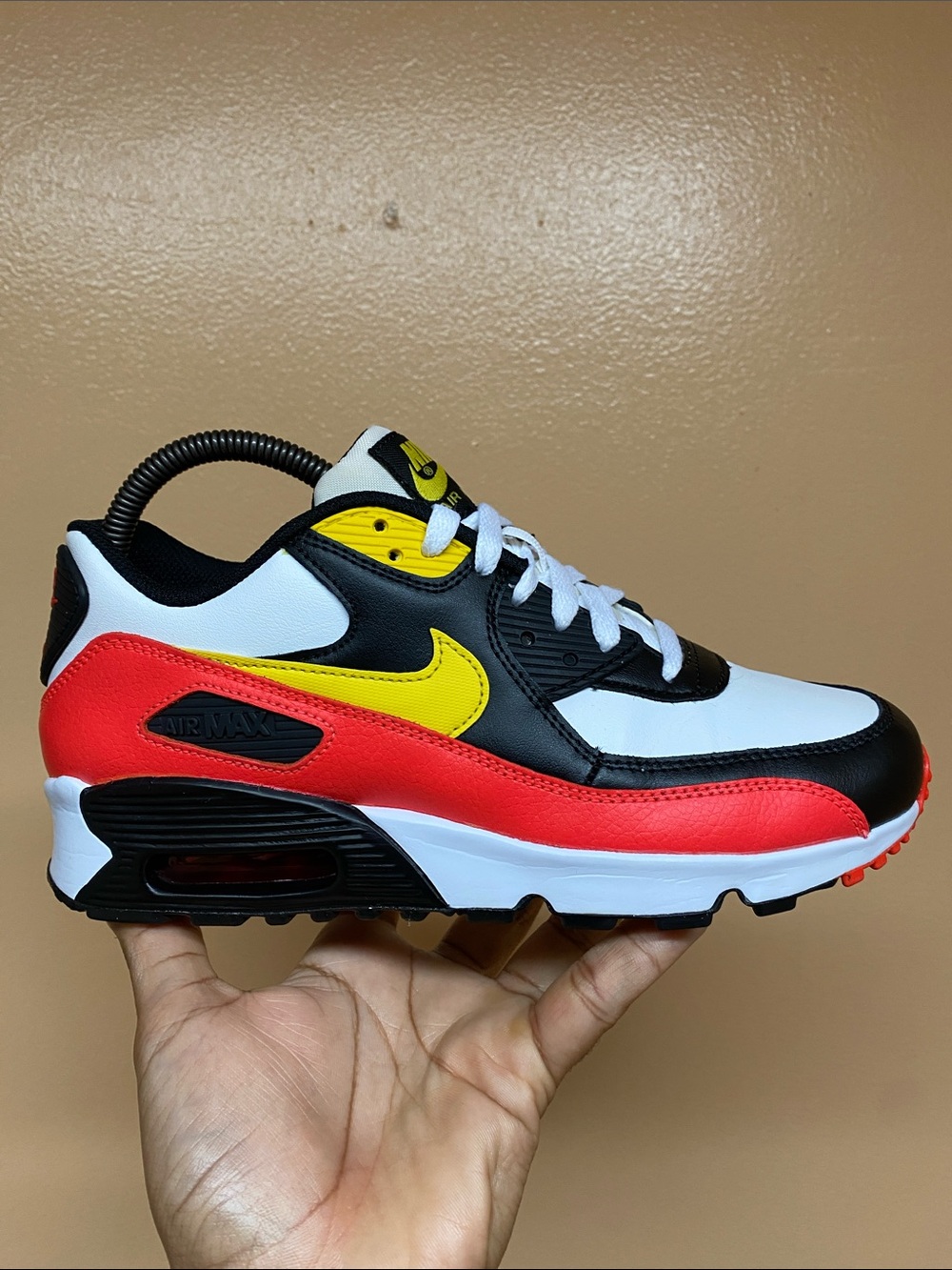 Nike Air Max 90 “White Chrome Yellow Black Bright Crimson” Size 7.5  833412-120 - Picture 4 of 16